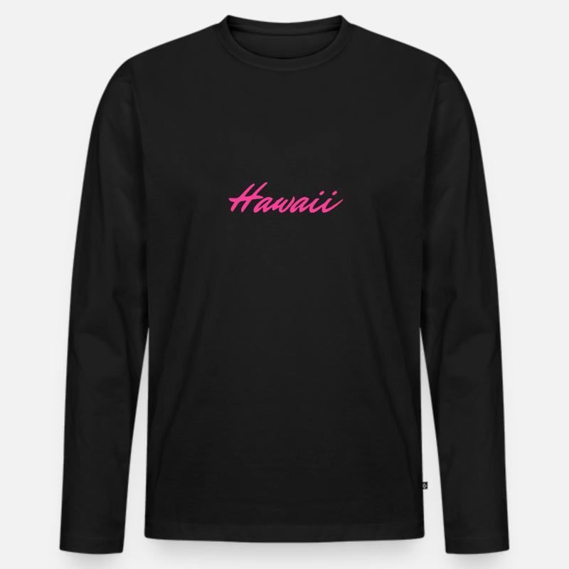 Hawaii pink - Männer Premium Bio Langarmshirt - Schwarz