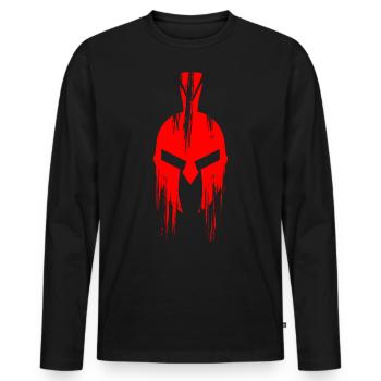 Casque Sparta Rouge - T-shirt manches longues Premium bio Homme - noir - Devant - Nico (187cm)