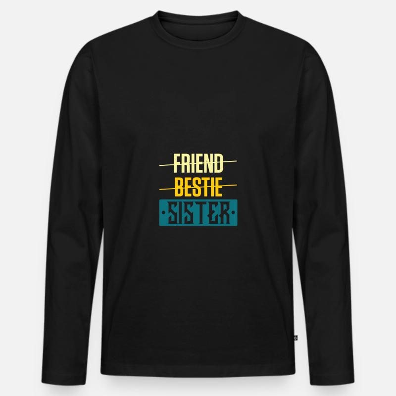 freundin schwester - Männer Premium Bio Langarmshirt - Schwarz