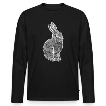 Silhouette de lapin imprimé printemps - T-shirt manches longues Premium bio Homme - noir - Devant - Nico (187cm)
