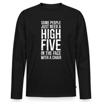 Certaines personnes ont besoin d’un high five sarcastique - T-shirt manches longues Premium bio Homme - noir - Devant - Nico (187cm)
