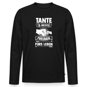 Tante & Nichte Familie Nichte Geschenk - Männer Premium Bio Langarmshirt - Schwarz - Vorne - Nico (187cm)