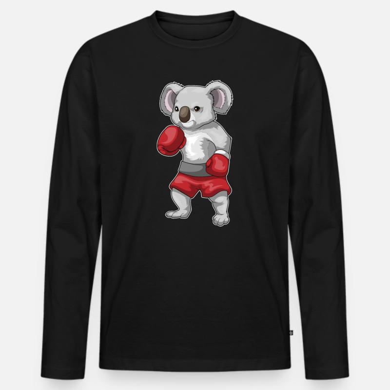 Koala Boxer Boxhandschuhe Boxen - Männer Premium Bio Langarmshirt - Schwarz