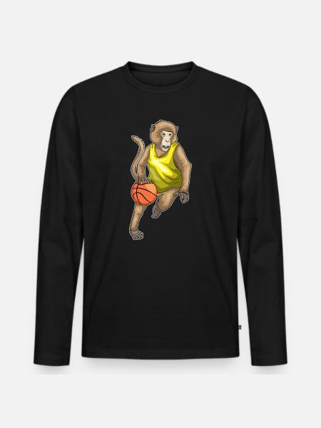 Singe Basketteur Basketteur - T-shirt manches longues Premium bio Homme - noir