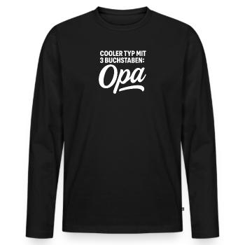 Cool guy with 3 letters: OPA - Men's Premium Organic Long Sleeve Shirt - black - Front - Nico (187cm)