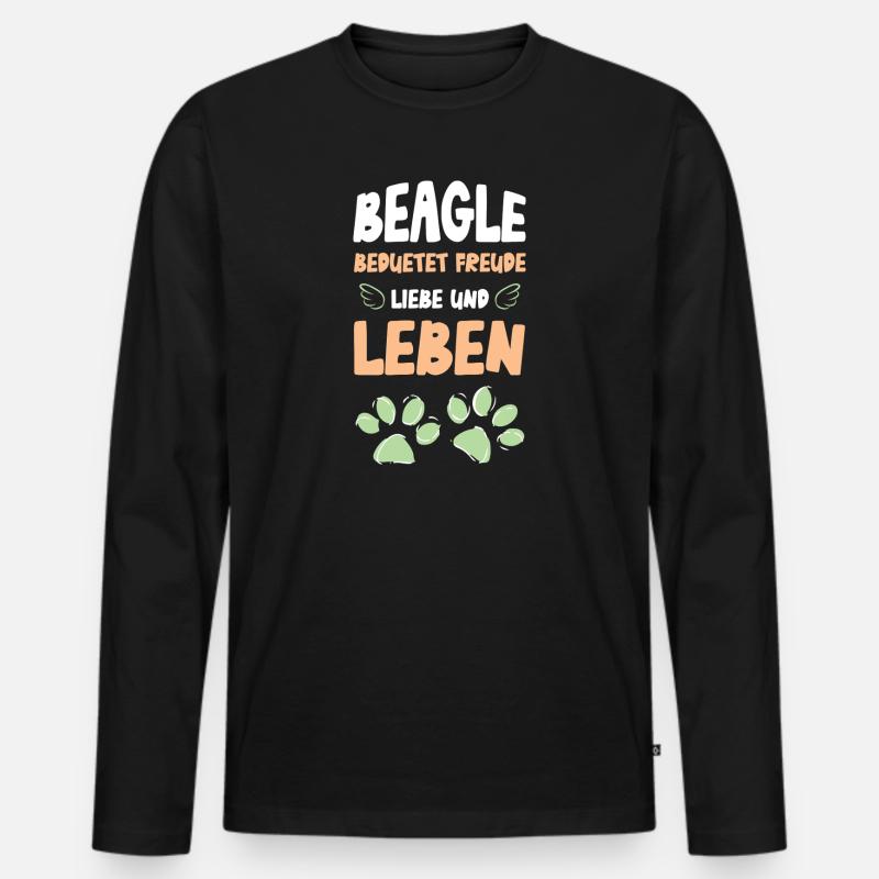 Beagle Liebe Leben - Männer Premium Bio Langarmshirt - Schwarz