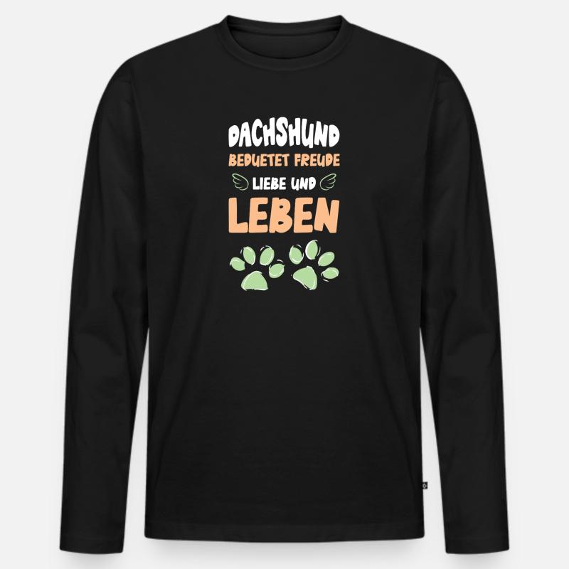 Dachshund Liebe Und Leben - Männer Premium Bio Langarmshirt - Schwarz