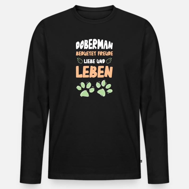 Dobermann Liebe Leben - Männer Premium Bio Langarmshirt - Schwarz