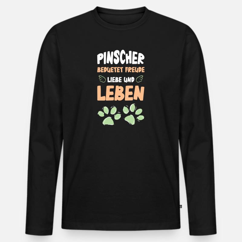 Pinscher Freude Liebe Leben - Männer Premium Bio Langarmshirt - Schwarz