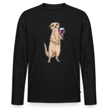 Meerkat Red Wine - Men's Premium Organic Long Sleeve Shirt - black - Front - Nico (187cm)