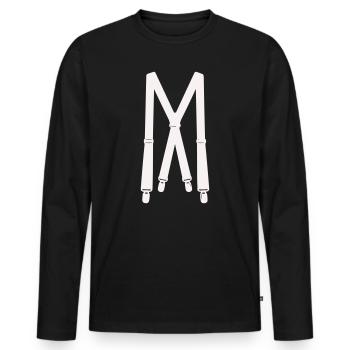 Illustration des bretelles blanches - T-shirt manches longues Premium bio Homme - noir - Devant - Nico (187cm)