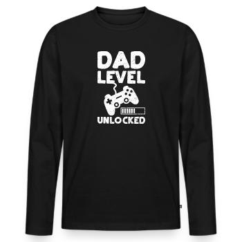 Niveau papa déverrouillé - Papa - T-shirt manches longues Premium bio Homme - noir - Devant - Nico (187cm)