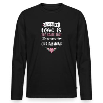 L’amour d’une mère est l’étincelle... - T-shirt manches longues Premium bio Homme - noir - Devant - Nico (187cm)