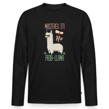 Mastered it! 2020 No Prob-Llama - Männer Premium Bio Langarmshirt - Schwarz - Vorne - Nico (187cm)