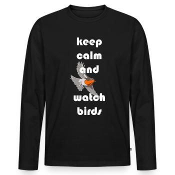 Observation des oiseaux Oiseaux Observation des oiseaux Oiseaux - T-shirt manches longues Premium bio Homme - noir - Devant - Nico (187cm)