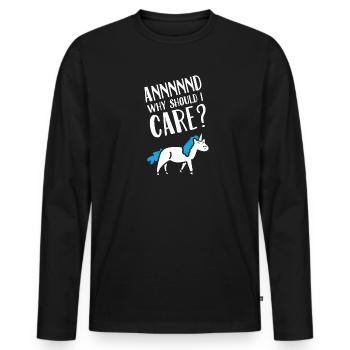 Annnnnd Pourquoi devrais-je m’intéresser à la licorne - T-shirt manches longues Premium bio Homme - noir - Devant - Nico (187cm)