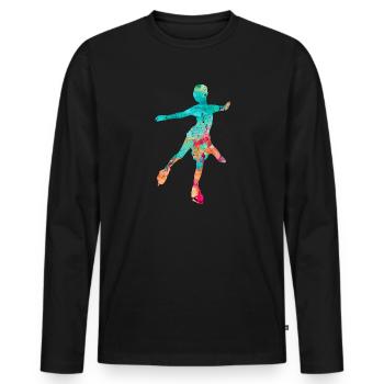 Eiskunstlauf PopArt - Männer Premium Bio Langarmshirt - Schwarz - Vorne - Nico (187cm)