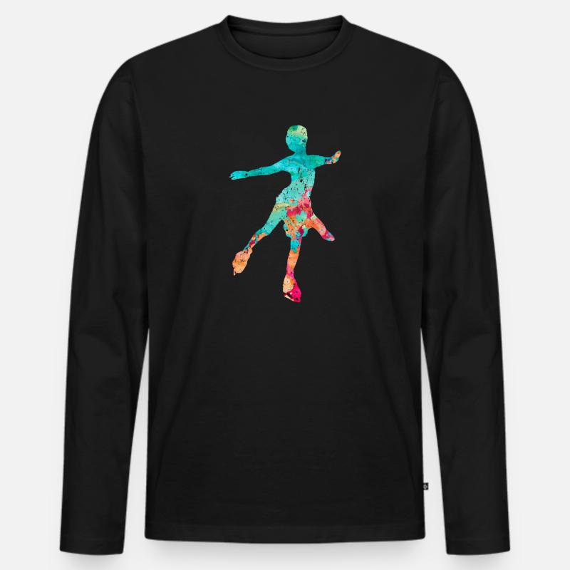 Eiskunstlauf PopArt - Männer Premium Bio Langarmshirt - Schwarz
