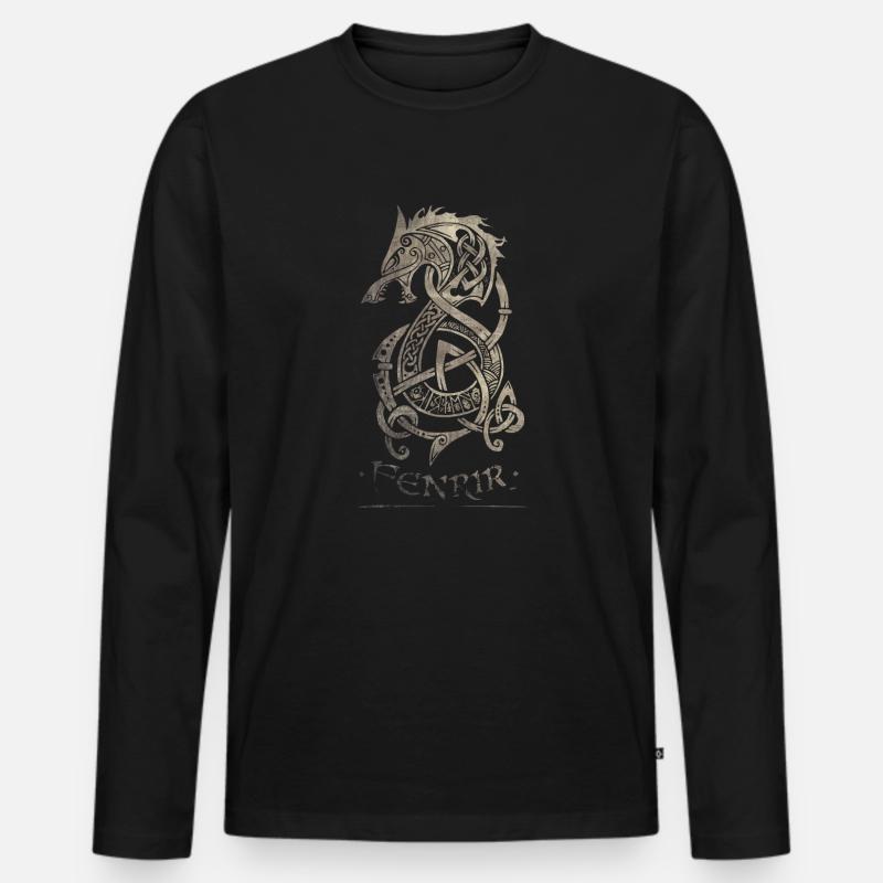 Fenrir Wolf Celtic Tribal Walhalla - Männer Premium Bio Langarmshirt - Schwarz