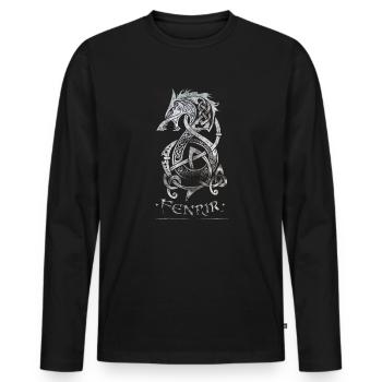 Fenrir Wolf - Design Walhalla à l’ancienne - T-shirt manches longues Premium bio Homme - noir - Devant - Nico (187cm)
