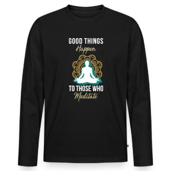 Meditation, Zen Yoga und Pilates - Männer Premium Bio Langarmshirt - Schwarz - Vorne - Nico (187cm)