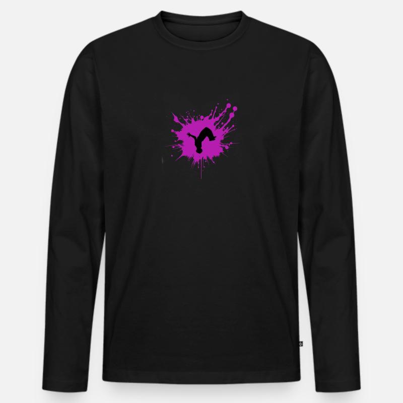 Splash Parkour TShirt - Männer Premium Bio Langarmshirt - Schwarz