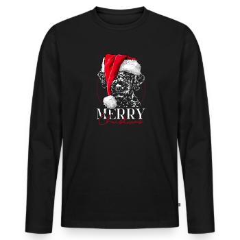 Père LAGOTTO ROMAGNOLO Joyeux Noël Wilsigns - T-shirt manches longues Premium bio Homme - noir - Devant - Nico (187cm)