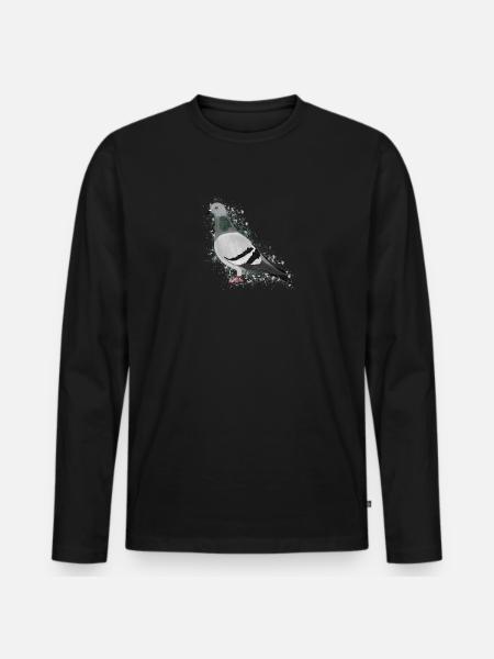 Pigeon Bird Bird Lover Birdwatcher - Men's Premium Organic Long Sleeve Shirt - black