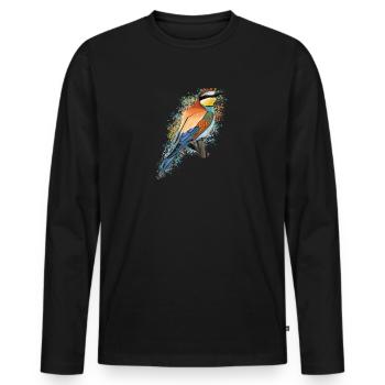 Bee-eater Bird Bird lover Birdwatcher - Men's Premium Organic Long Sleeve Shirt - black - Front - Nico (187cm)