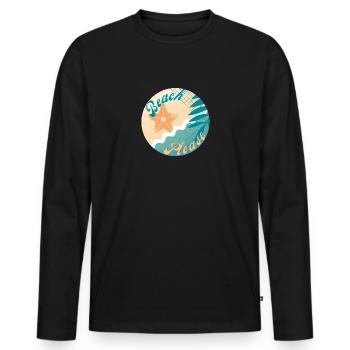 Beach please - Men's Premium Organic Long Sleeve Shirt - black - Front - Nico (187cm)