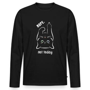 Nope. Not Today - Chat avec majeur - T-shirt manches longues Premium bio Homme - noir - Devant - Nico (187cm)