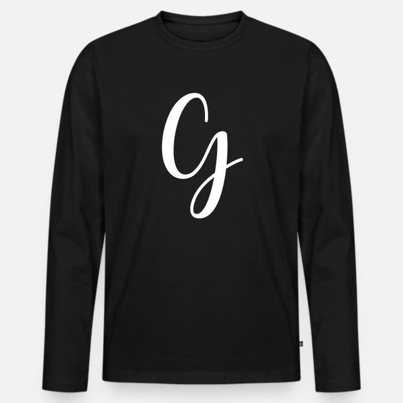 Kalligraphie, Initiale G - Männer Premium Bio Langarmshirt - Schwarz