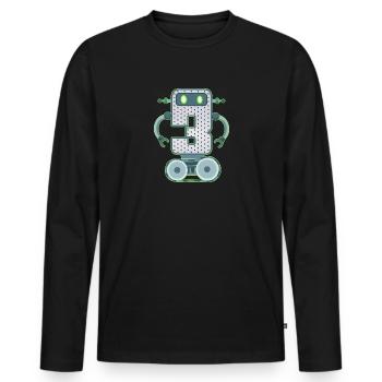 3ème anniversaire d’un petit robot de 3 ans de technologie - T-shirt manches longues Premium bio Homme - noir - Devant - Nico (187cm)