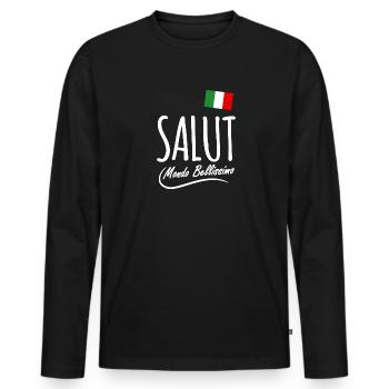 Bonjour l’Italie - T-shirt manches longues Premium bio Homme - noir - Devant - Nico (187cm)
