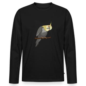 Cockatiel Cockatiel Cockatoo Perroquet Oiseau Cadeau - T-shirt manches longues Premium bio Homme - noir - Devant - Nico (187cm)