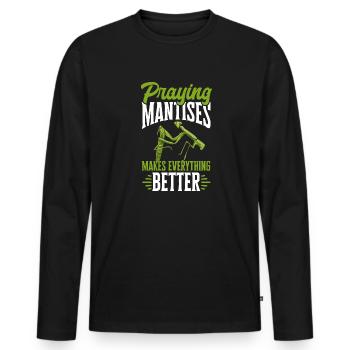 Mante religieuse, collectionneur d’insectes, entomologiste - T-shirt manches longues Premium bio Homme - noir - Devant - Nico (187cm)