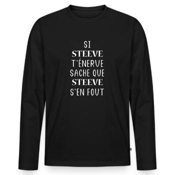 steeve - T-shirt manches longues Premium bio Homme - noir - Devant - Nico (187cm)