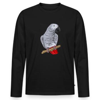 Graupapagei African Grey Parrot Papagei - Men's Premium Organic Long Sleeve Shirt - black - Front - Nico (187cm)
