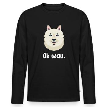 Ok wau with American Eskimo dog lovers - Men's Premium Organic Long Sleeve Shirt - black - Front - Nico (187cm)
