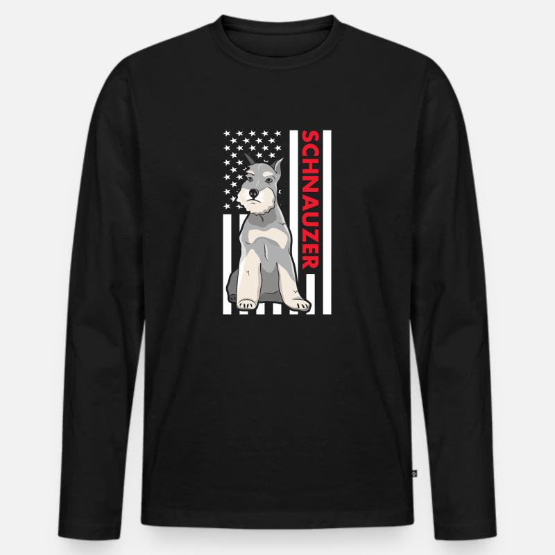 Schnauzer Us Flag - Männer Premium Bio Langarmshirt - Schwarz