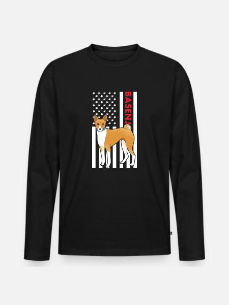 Dog Basenji Us Flag - Men's Premium Organic Long Sleeve Shirt - black