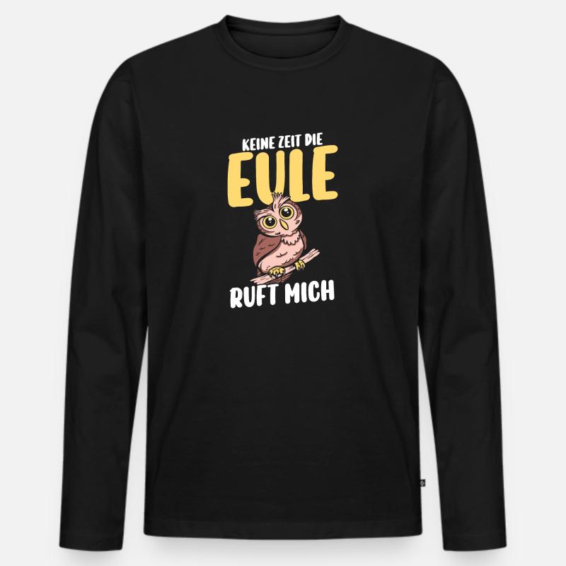 Eulen - Männer Premium Bio Langarmshirt - Schwarz