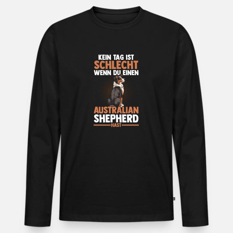 Australian Shepherd Hund Aussie - Männer Premium Bio Langarmshirt - Schwarz