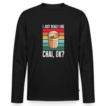 Thé Chai Masala Chai - T-shirt manches longues Premium bio Homme - noir - Devant - Nico (187cm)