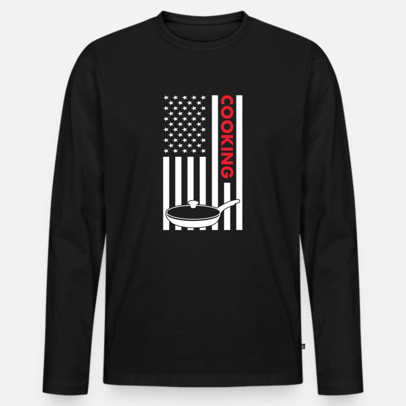 Cook Us Flag Cooking - Männer Premium Bio Langarmshirt - Schwarz