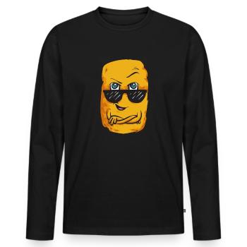 Chicken Nugget Lover Chicken Nuggets - Men's Premium Organic Long Sleeve Shirt - black - Front - Nico (187cm)