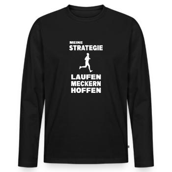 Meine Strategie Laufen Meckern Hoffen Marathon - Männer Premium Bio Langarmshirt - Schwarz - Vorne - Nico (187cm)