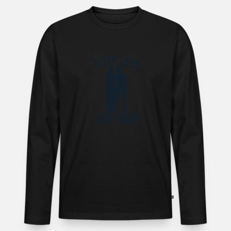 Sleep less surf more - Männer Premium Bio Langarmshirt - Schwarz
