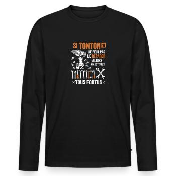 Si PAPA Ne Peut Pas Le Rparer Personne Ne Peut - T-shirt manches longues Premium bio Homme - noir - Devant - Nico (187cm)