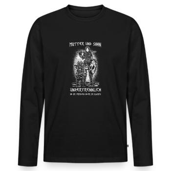Mutter & Sohn - Männer Premium Bio Langarmshirt - Schwarz - Vorne - Nico (187cm)